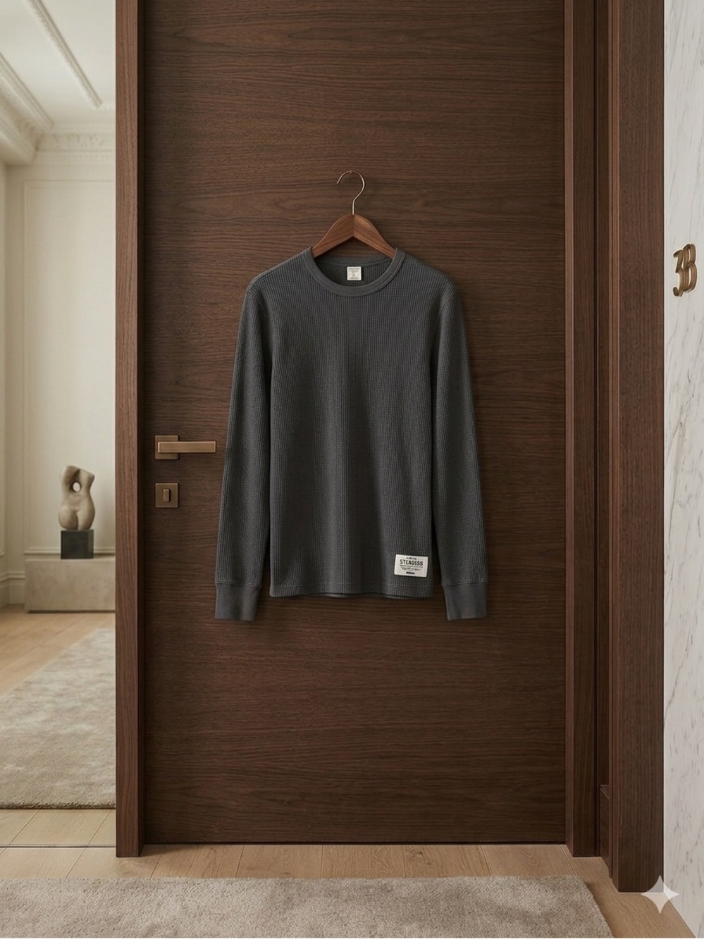 SKIMS Men's Midweight Waffle Long Sleeve Shirt Graphite Gray XXL Oversized - Picture 2 of 9